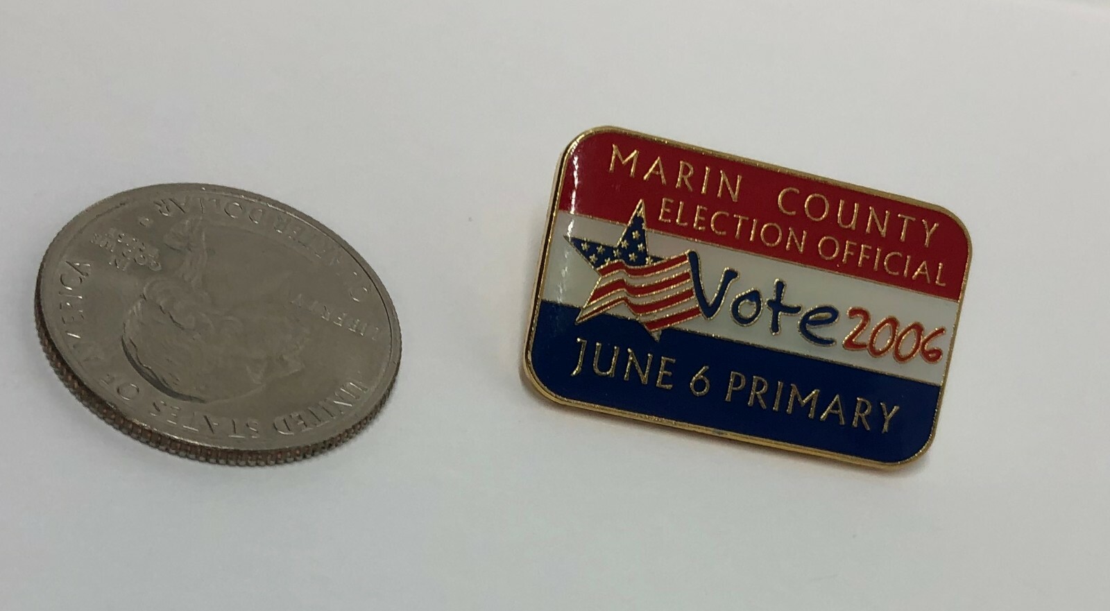 Marin County Election Official Vote 2006 June 6 Primary Pin