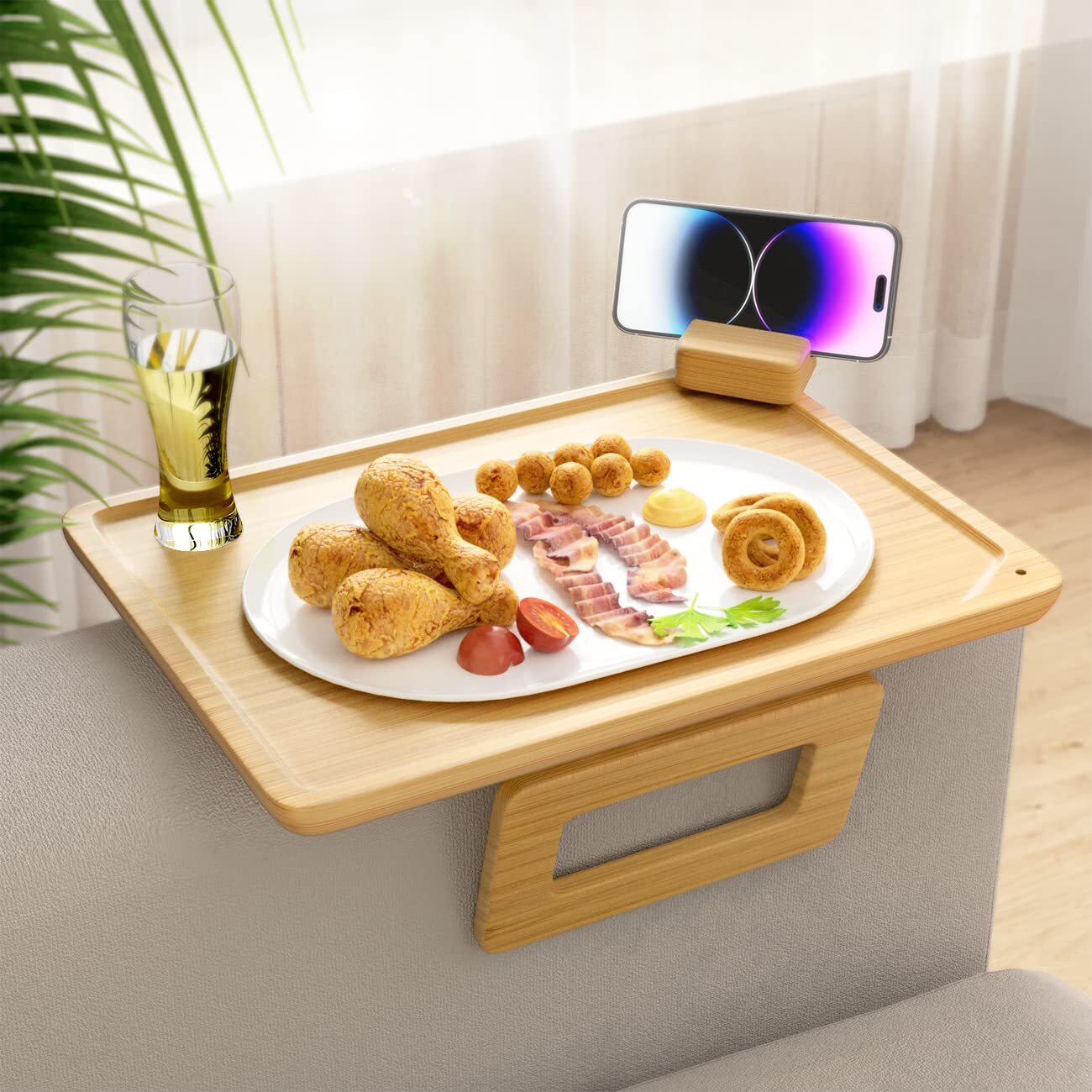 Couch Arm Tray Table Multi-Function Sofa Arm Table for Drinks & Snacks