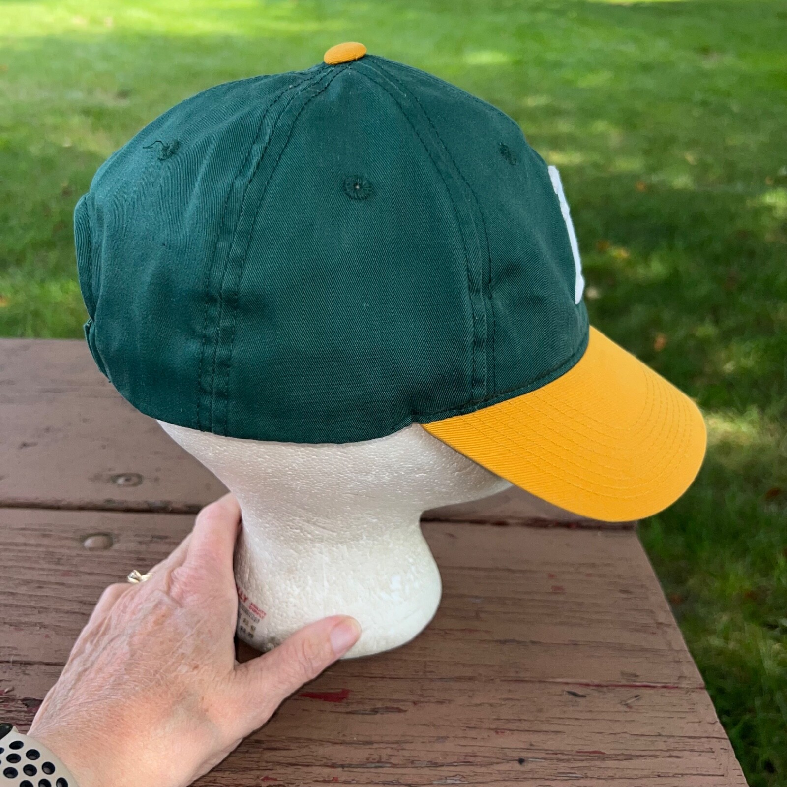 Oakland As Green with Yellow Team MLB Hat Cap Hook Loop VGC