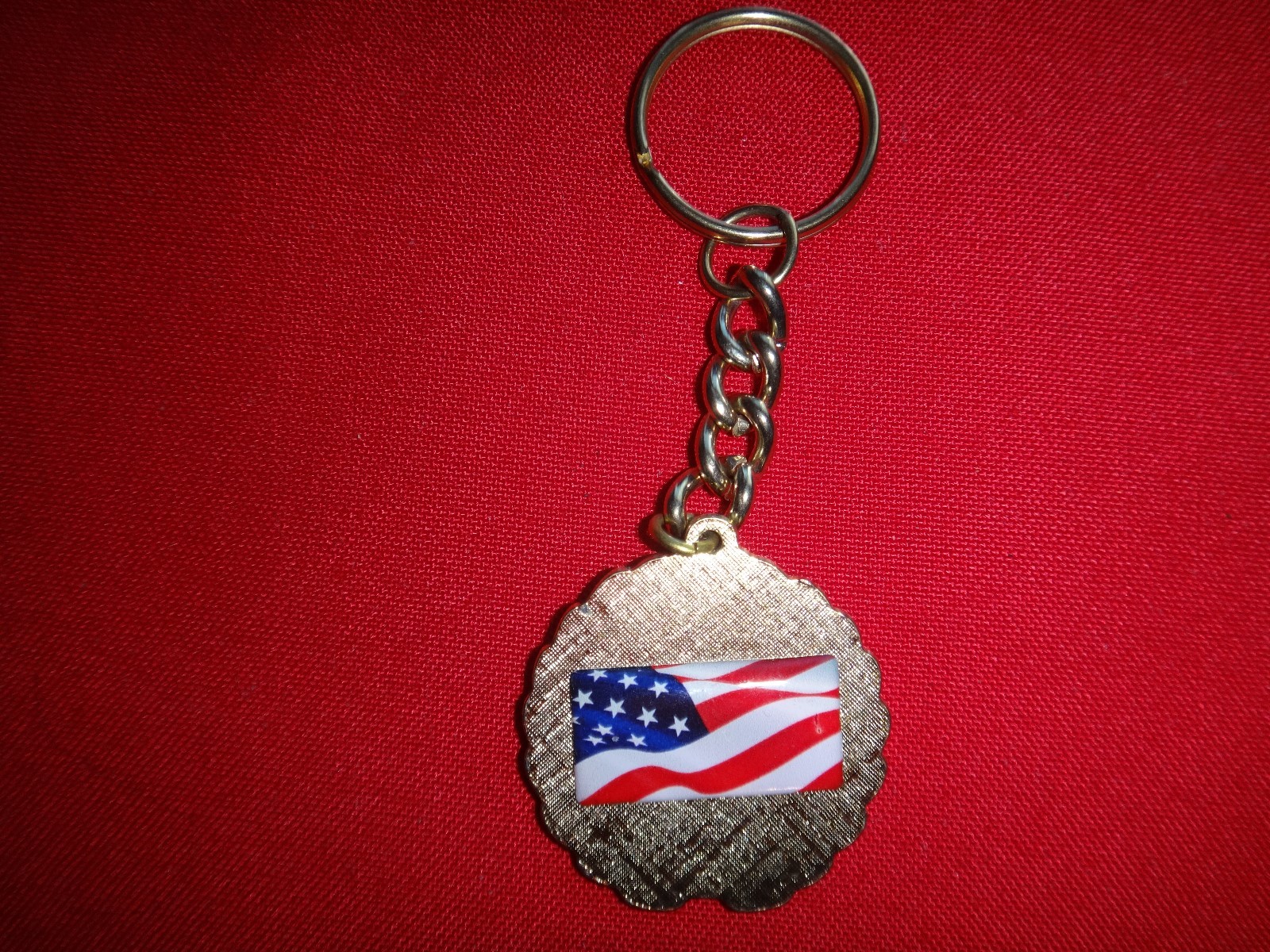 USA Flag And PATRIOTS Keychain With Metal Split Ring