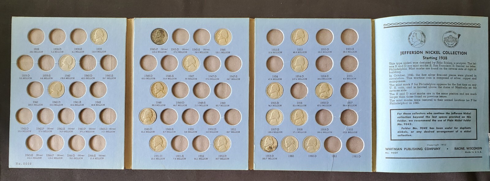 19x US President Thomas Jefferson 5c Nickel Coins+ 1938 Holder