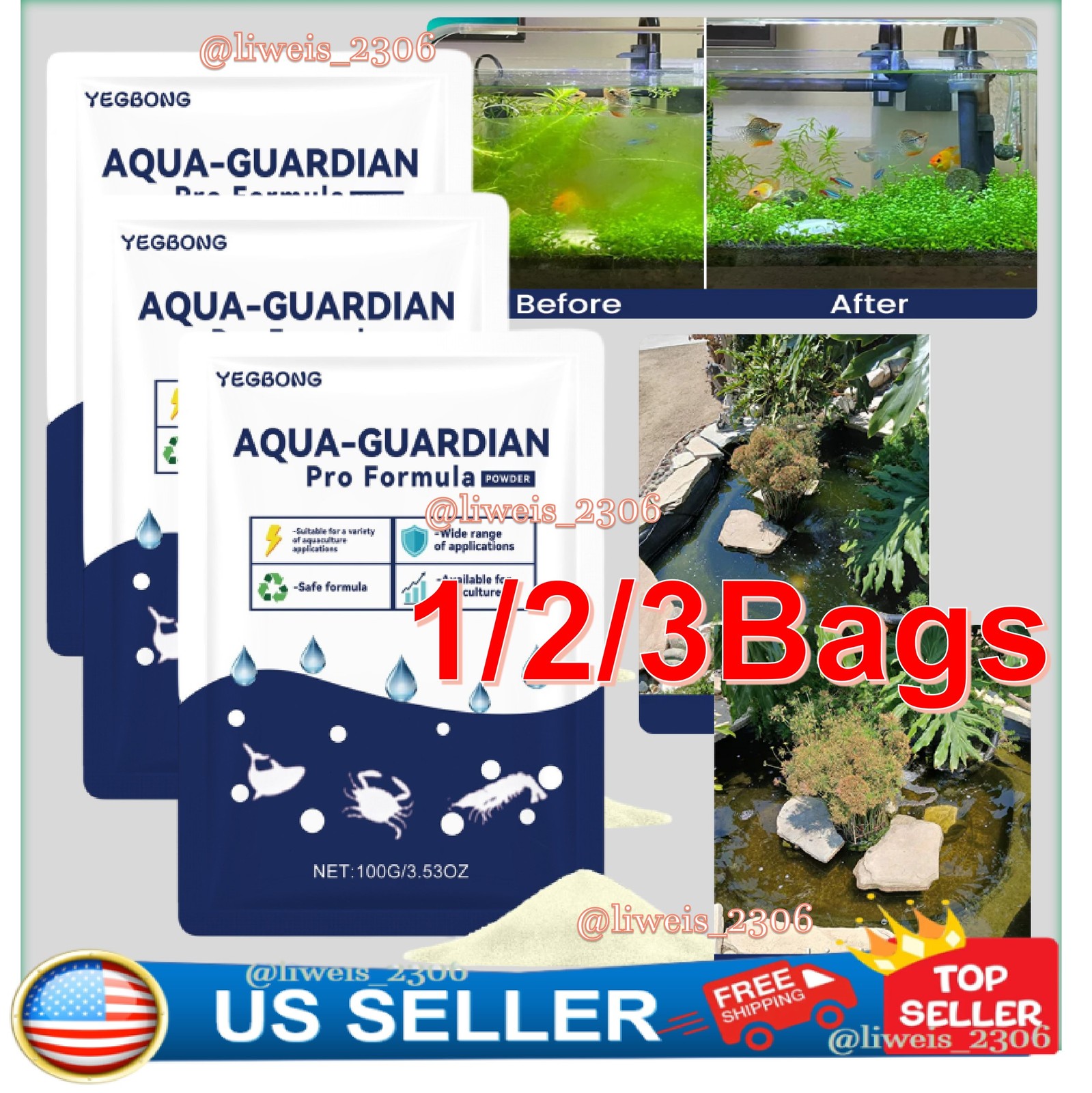 100g/Bag Aquarium Water Clarifier Powder Pro Formula Aquaculture Water Purifier