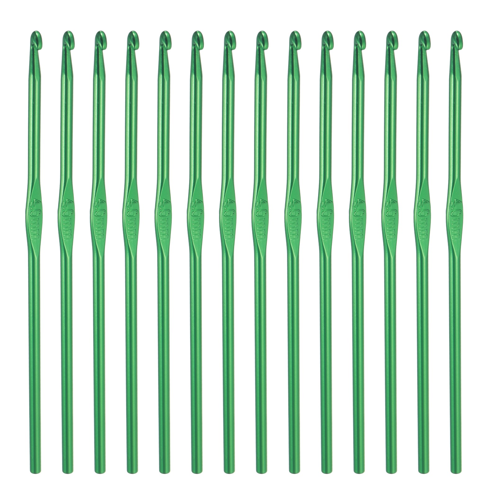 Crochet Hook Set, 14Pcs 4mm Aluminum Ergonomic Crochet Needle Green