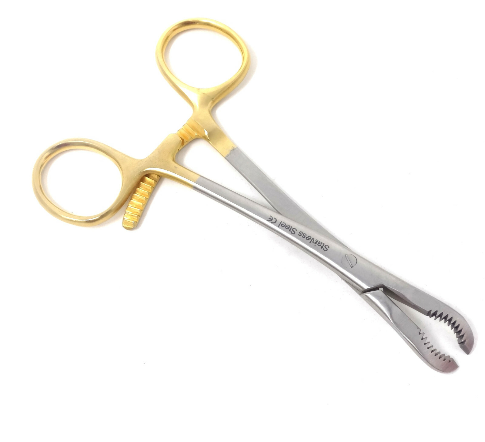 OR Grade Bone Reduction Forceps With Teeth Curved 5.5" Orthopedic Instrument GLD