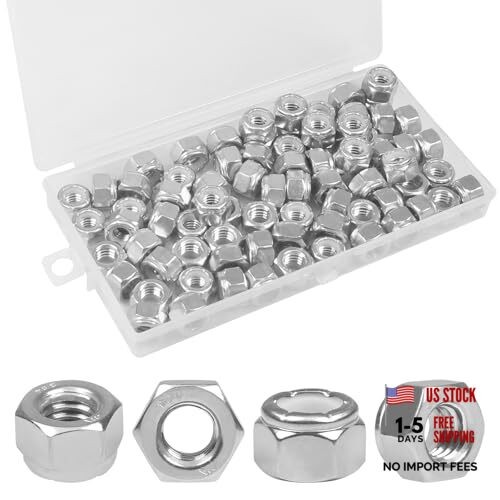 70PCS 5/16"-18 Nylon Insert Hex Lock Nuts,304 Stainless Steel 5/16"-18;70 PCS