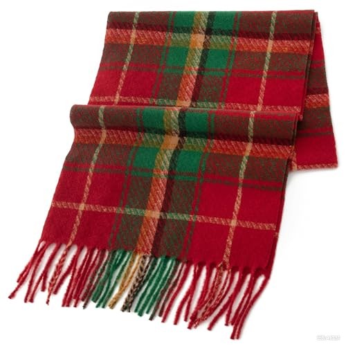 Mawjom Scottish Tartan Plaid Scarf Winter Cold Weather Faux Soft 15"x79" Green