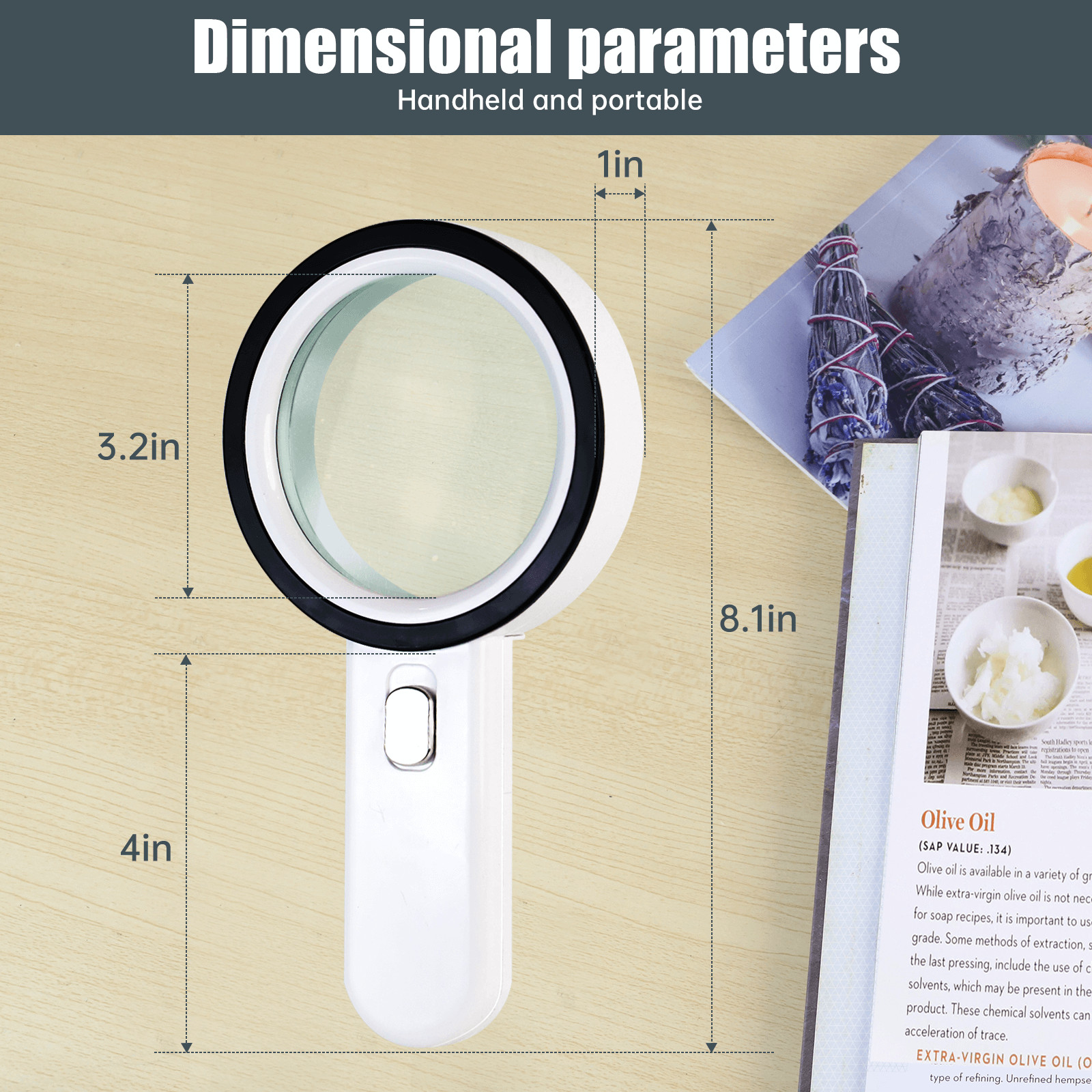 Magnifying Glass 30X Handheld 12 LED Light Magnifier for Reading Inspection Coin