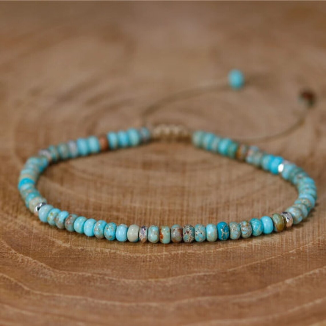Natural Turquoise Stone Dainty Bracelet Turquoise Gemstone Bracelet Minimalist