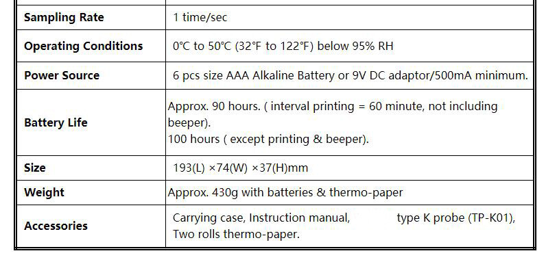 TES-1362 Printing Humidity Temperature Meter,Air Temperature/Type K