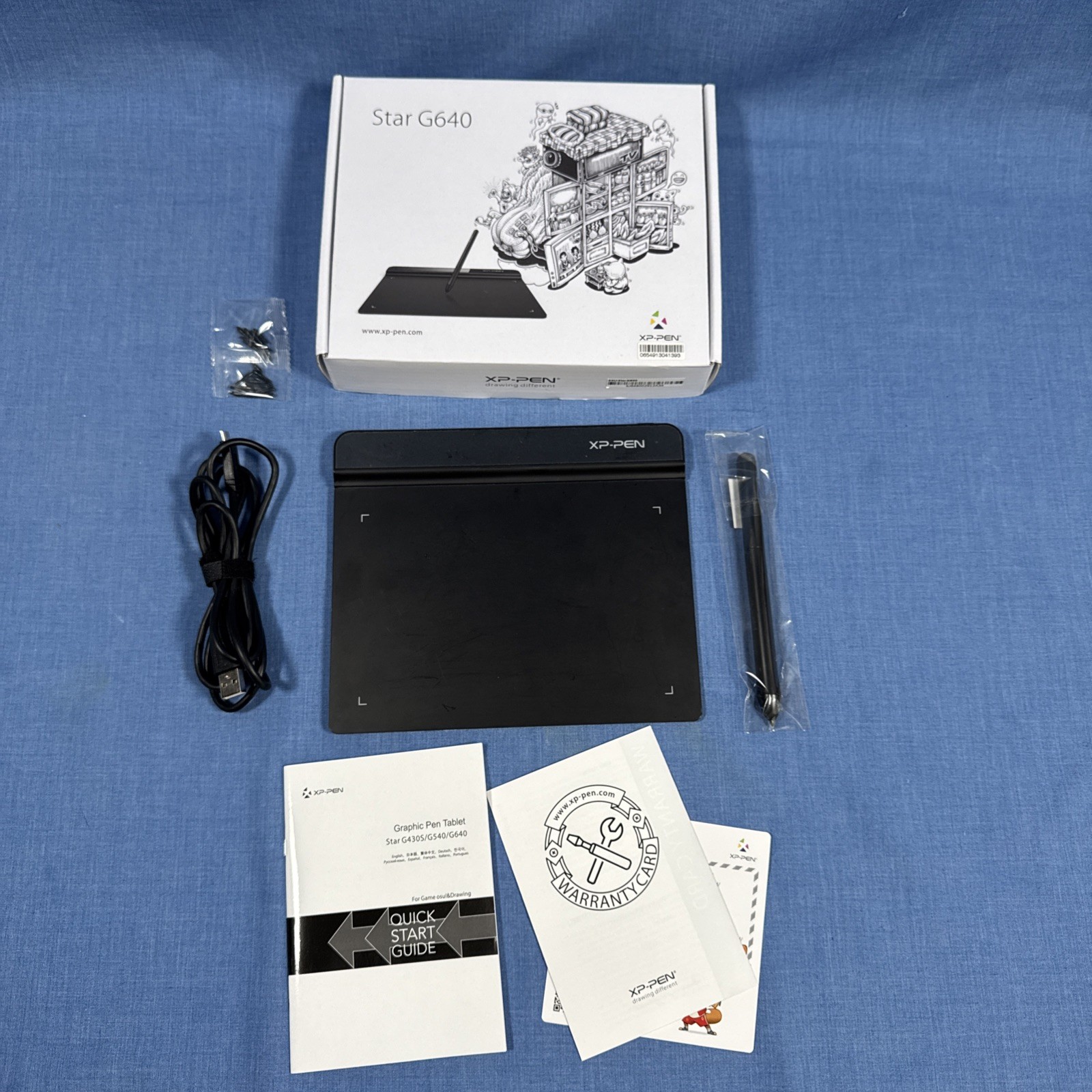 Star G640 XP-Pen Drawing Tablet XPPEN Stylus and Cable in Box with Manuals