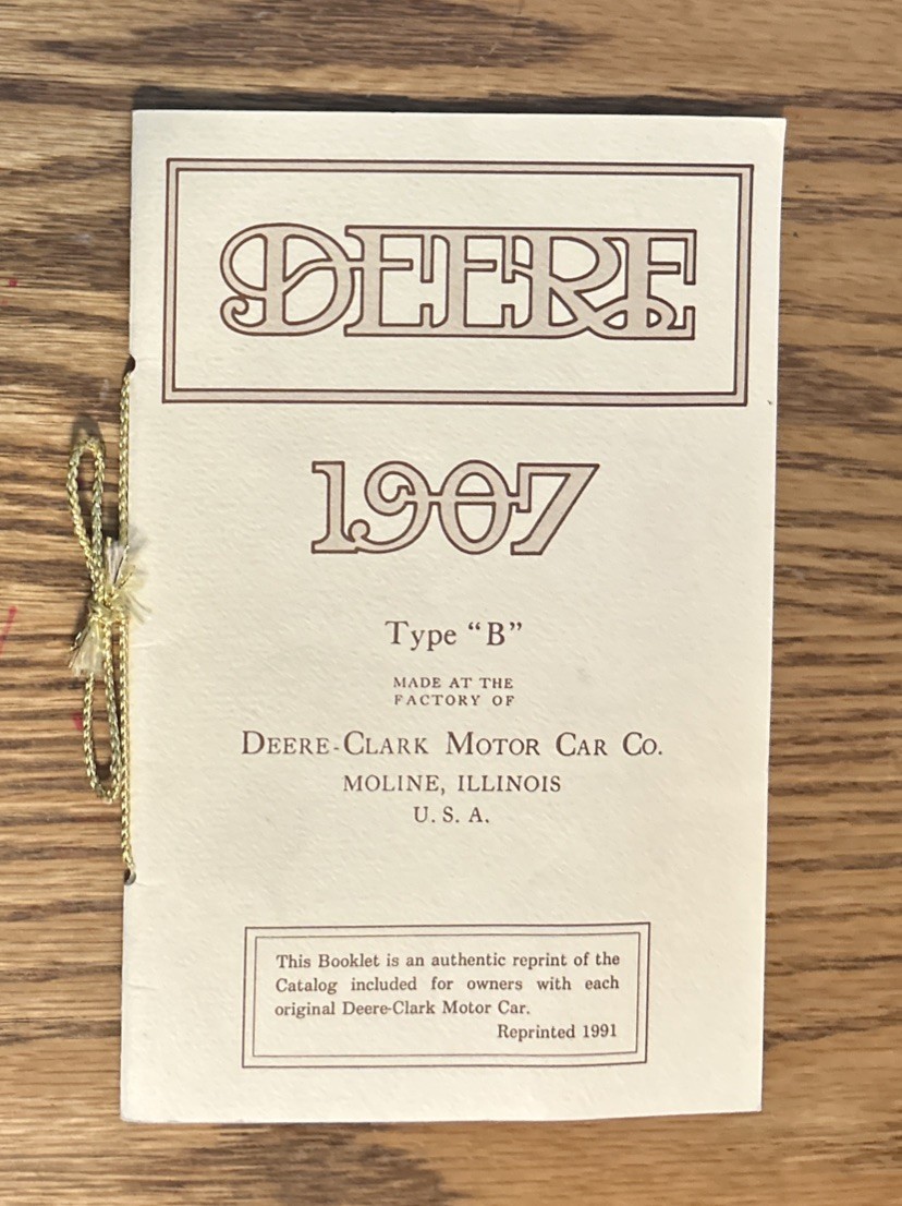 Vintage Deere-Clark Motor Car Company Type B Softcover Reprint-Booklet Only