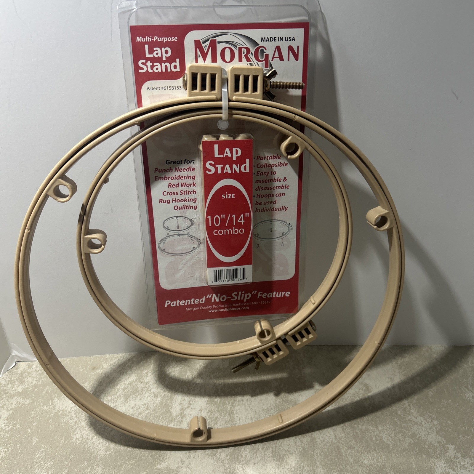 New Morgan Lap Stand Combo 10" & 14" Quilting Hoops Crafting Sewing Stitching