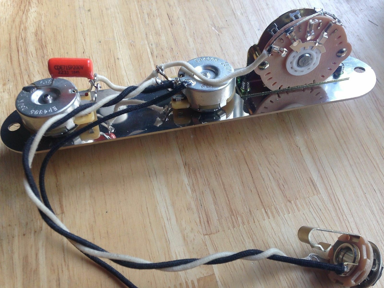 Fender Telecaster Wiring Harness Upgrade 250k CTS Pots .022 Orange Drop Cap Oak
