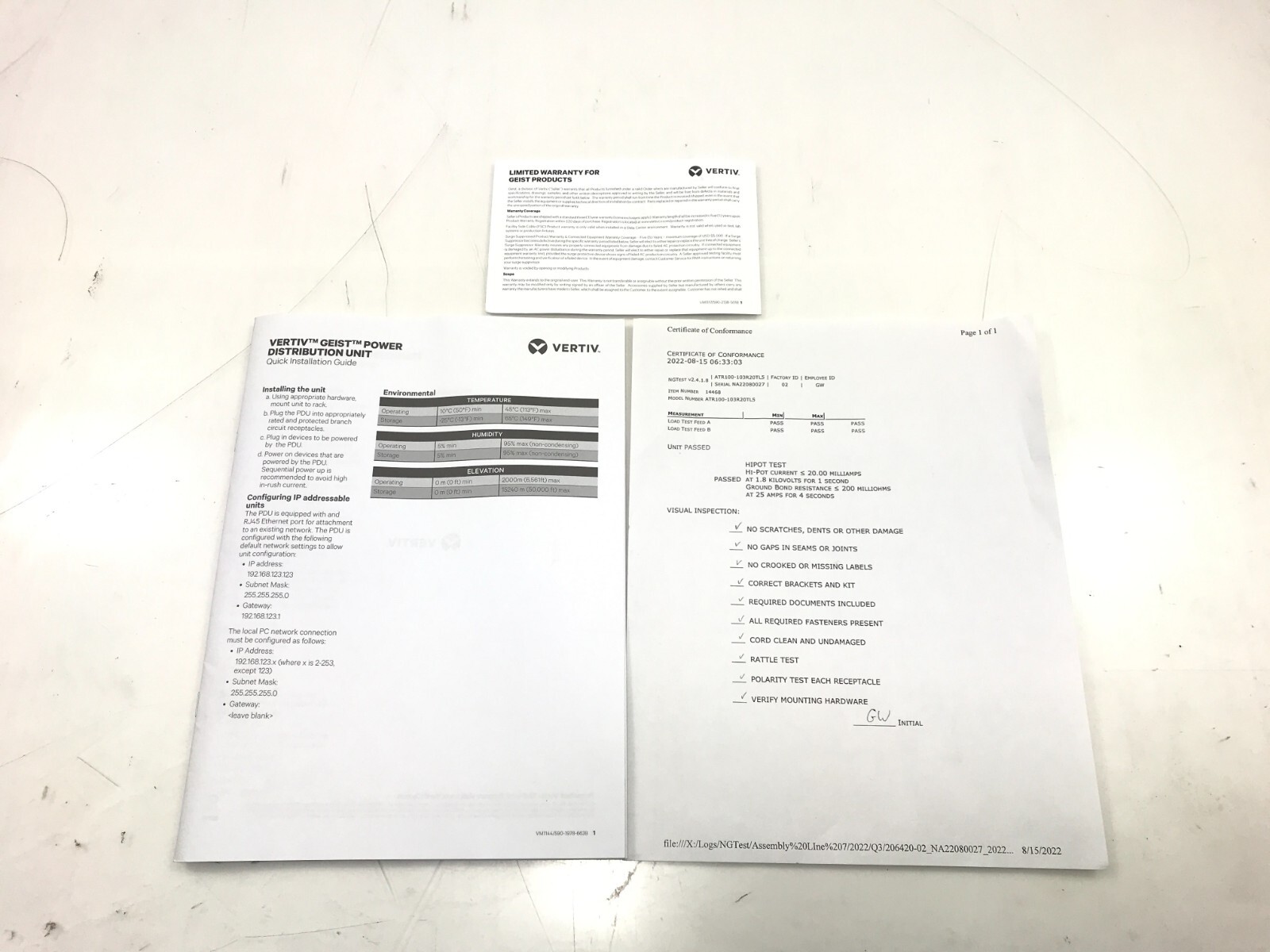 Vertiv Geist 14468 ATR100-103R20TL5 Automatic Transfer Switch