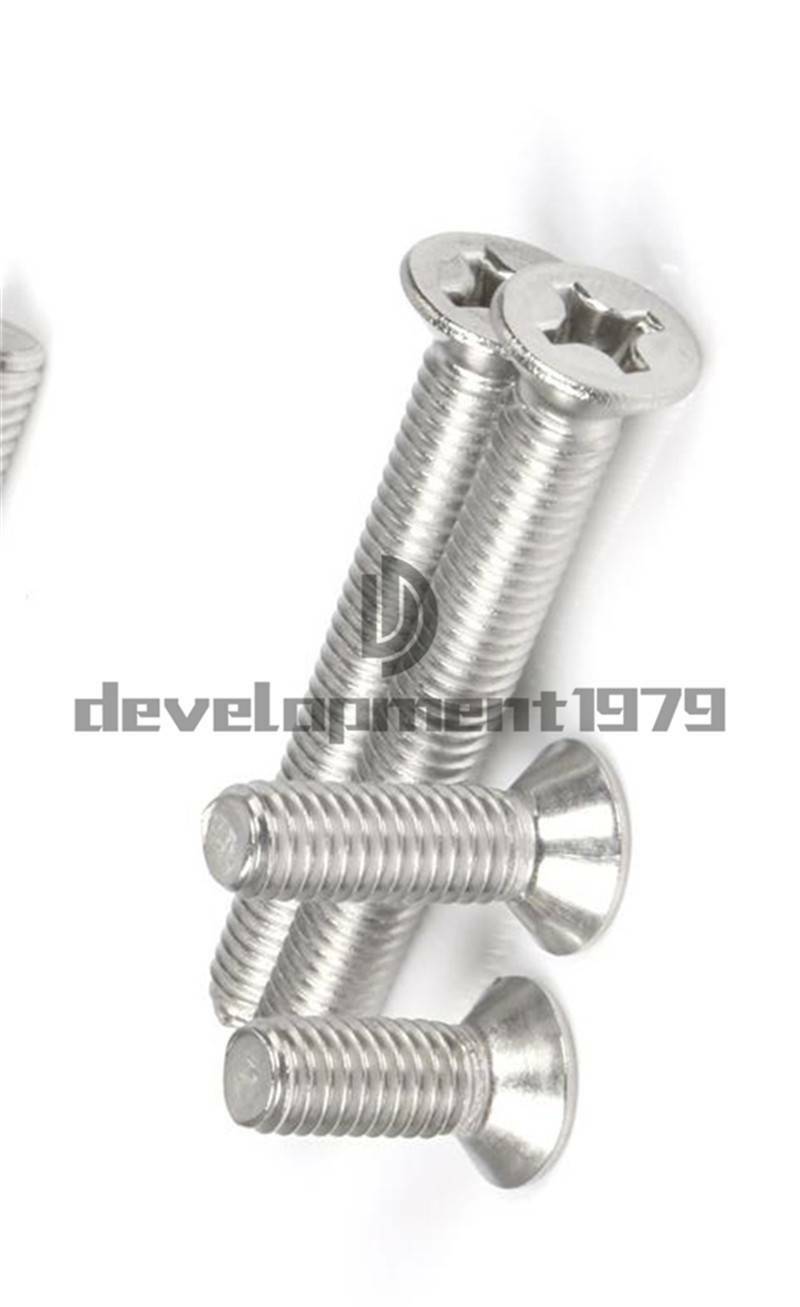 25-100pcs Metric Thread silver M3 Flat Countersunk Head Cross Screw Cap Bolt