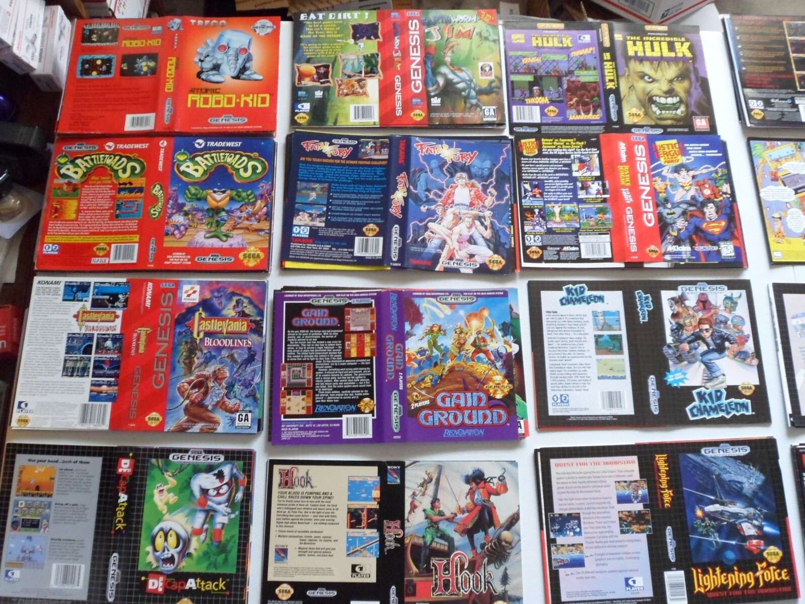 Choose: Sega Genesis Original Artwork Insert Sleeves, Pick from List