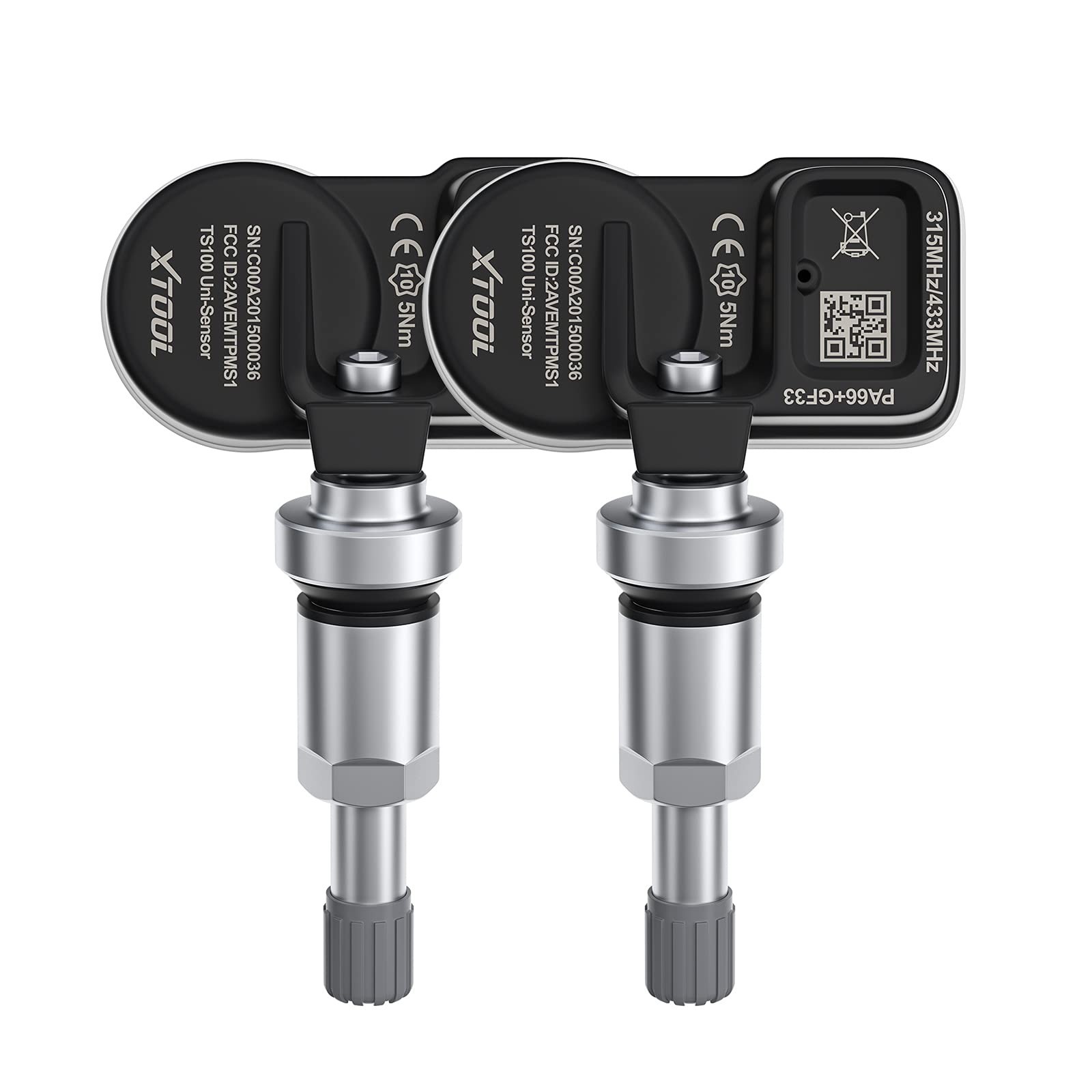 XTOOL TPMS Sensors TS100, 315/433 MHz 2-in-1 Tire Pressure Monitoring Sensors...