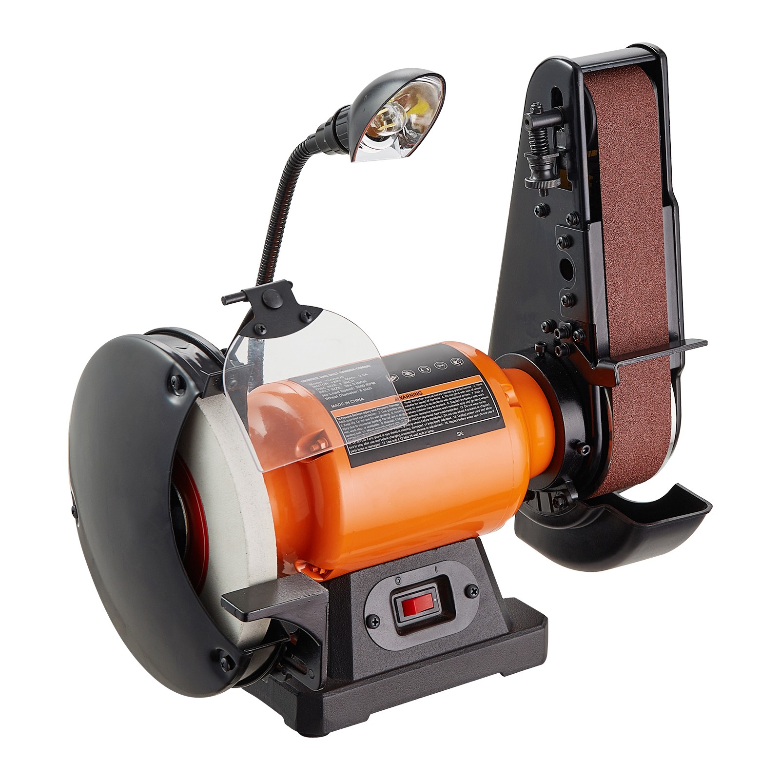 8" Bench Grinder & 2" x 28" Belt Sander Combo, 2.5A Motor, Orange