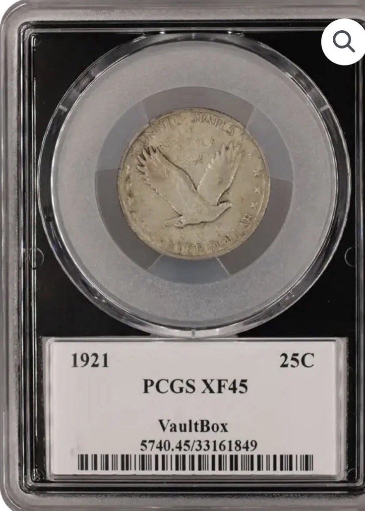 1921-P Standing Liberty Quarter 25C PCGS XF45 from VaultBOX ! Rare Key Date!!