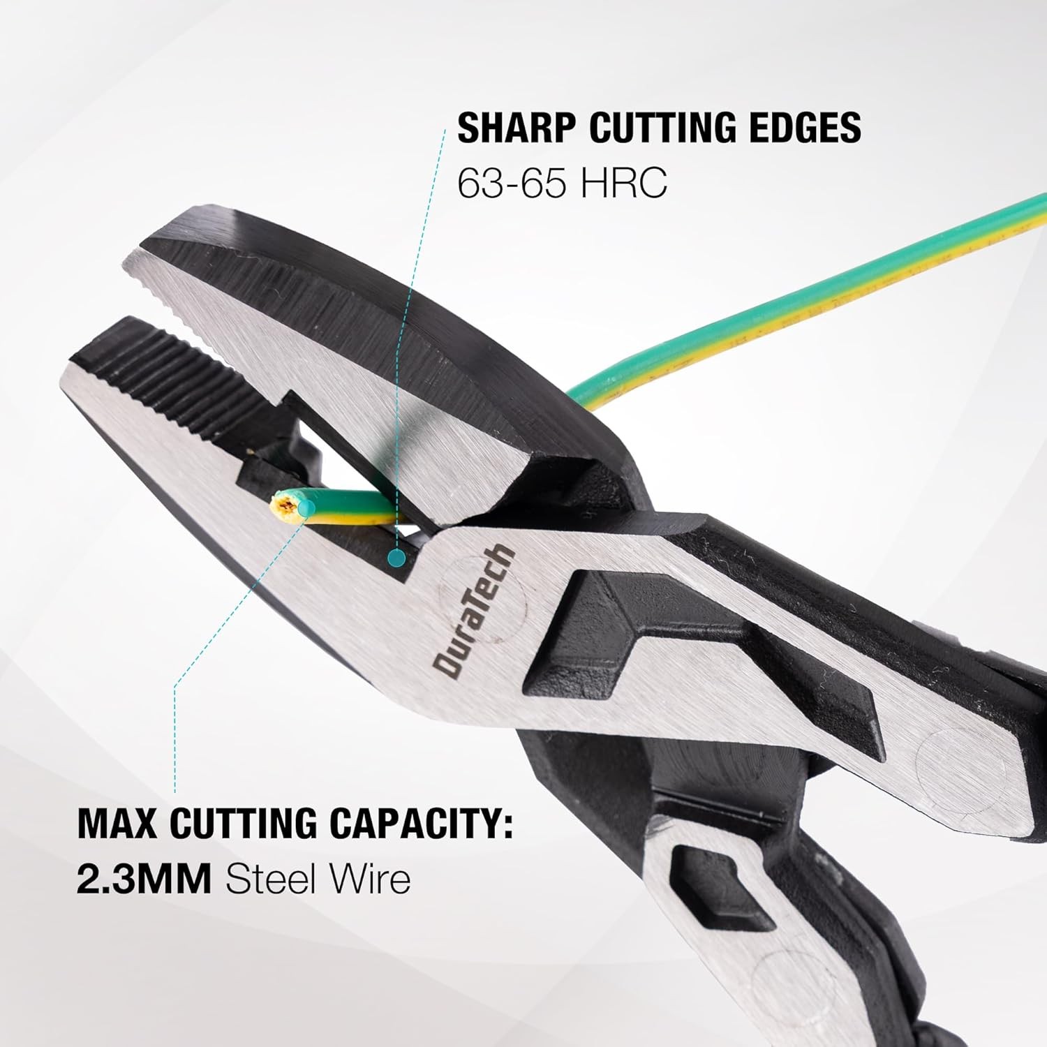 DURATECH 8-Inch Compound Lineman's Pliers Gen 2 Dual Pivot High-Leverage Design