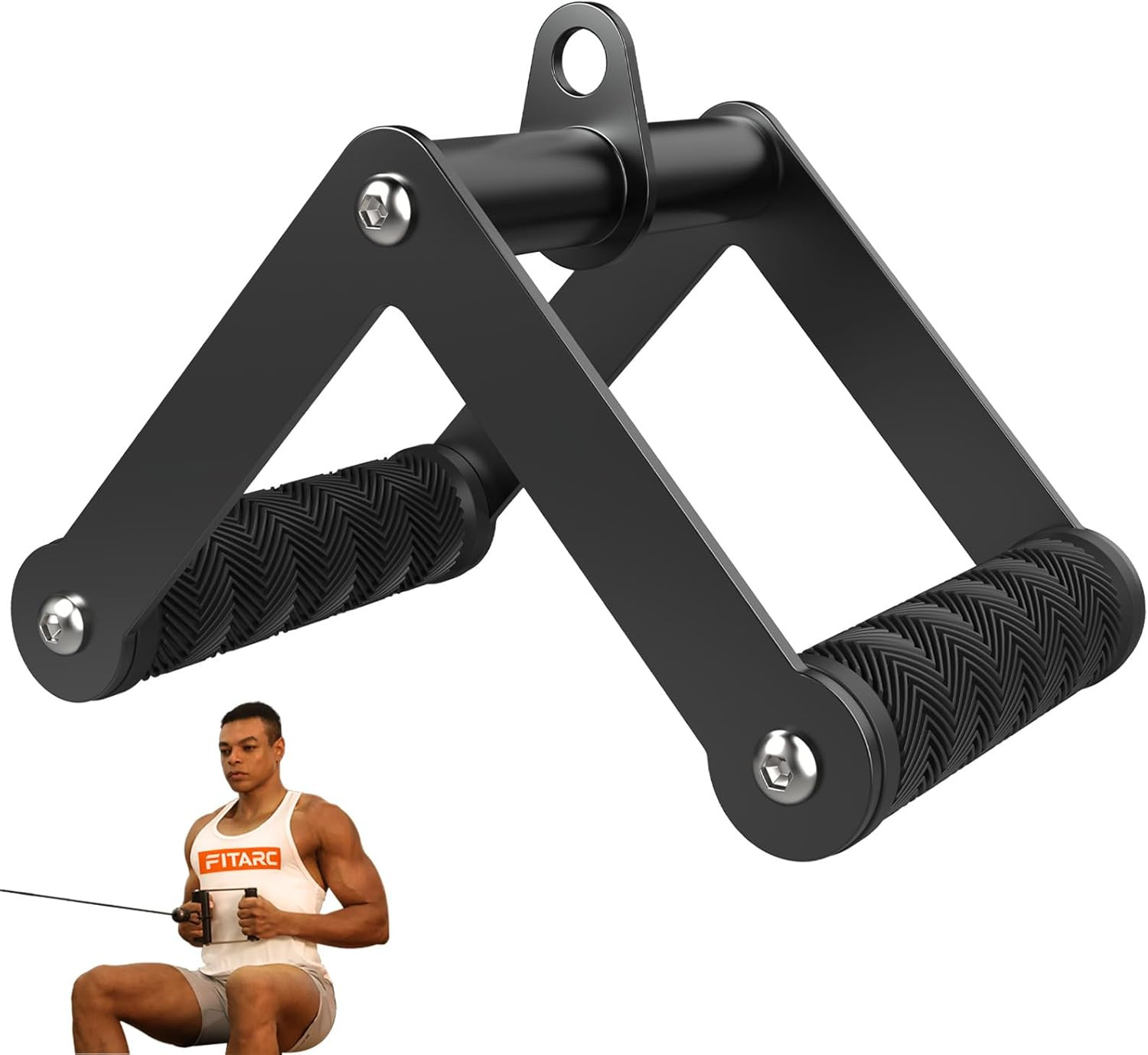 Double D Row Handle Cable Attachment V Bar LAT Pulldown Gym Machine Grip