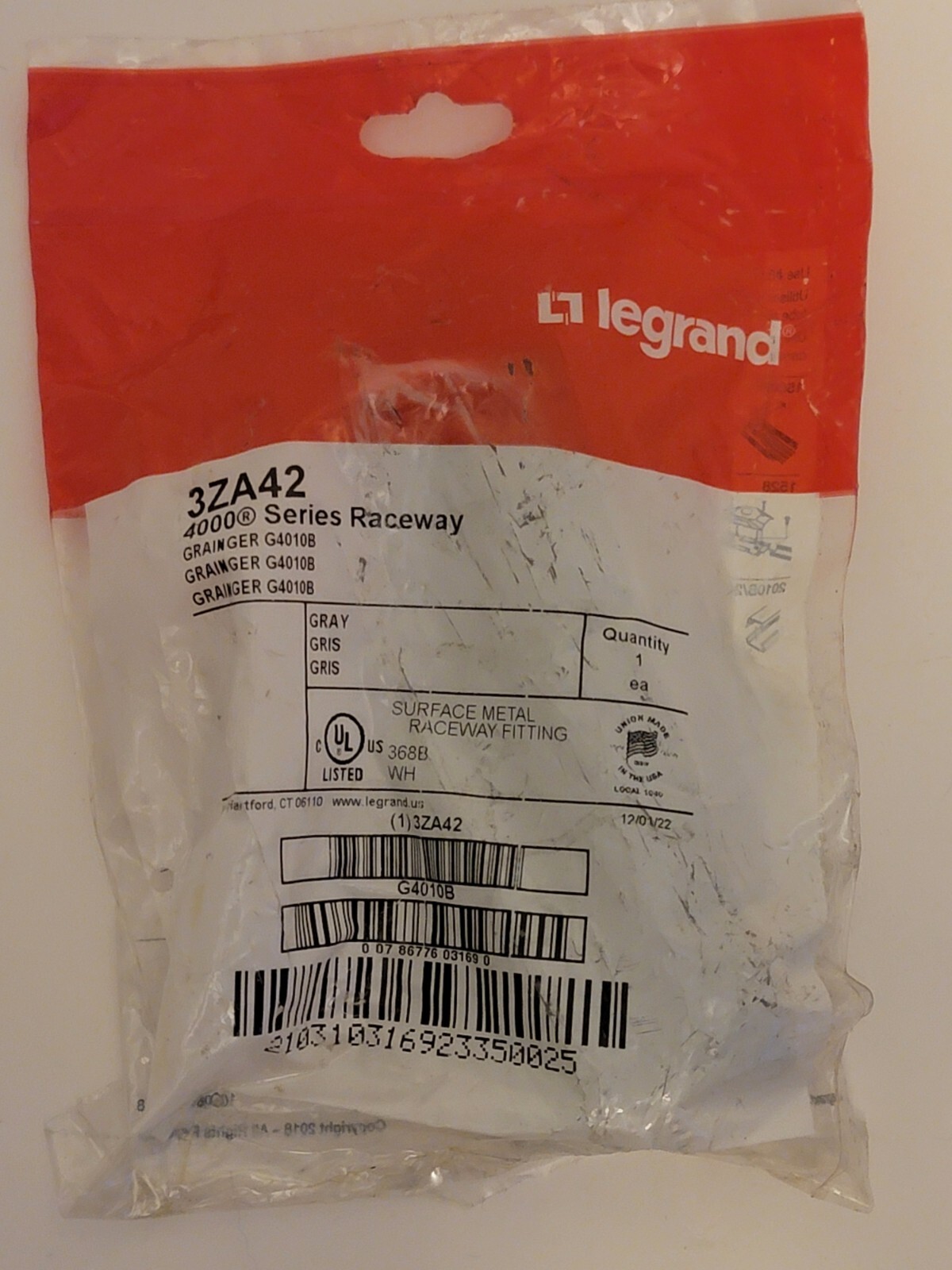 LEGRAND 3ZA42 Blank End: 4000, 1 3/4 in Ht, 4 3/4 in Raceway Wd, Steel, Gray NEW