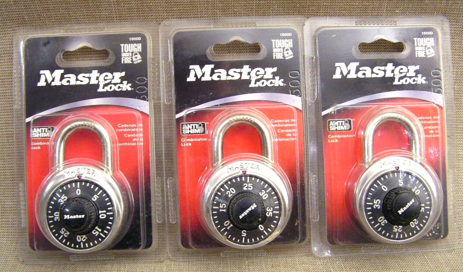 3 Master Lock 1500D Anti-Shim Combination Padlock Locks for Lcokers - New Sealed