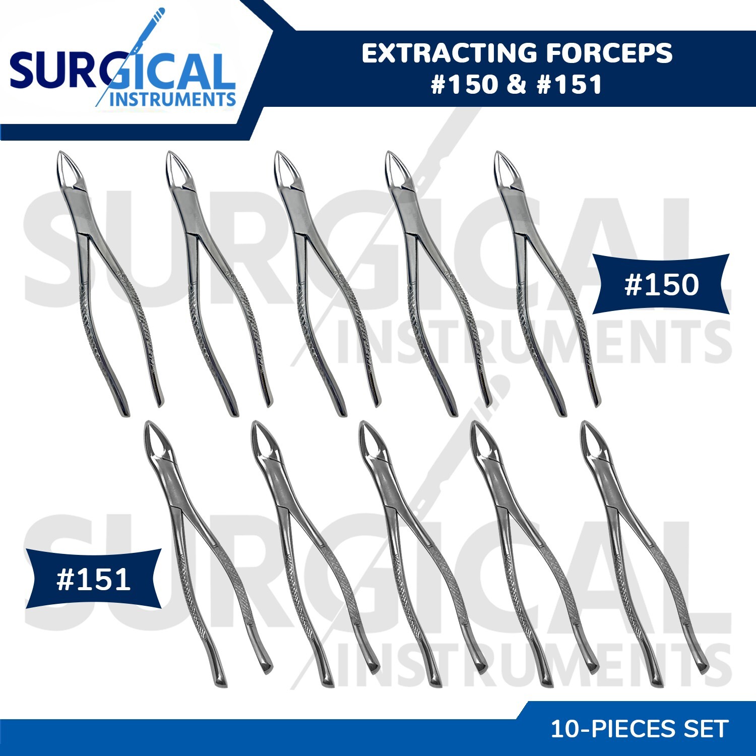 10 Pcs Extracting Forceps #150 & 151 Dental Instruments Stainless German Grade