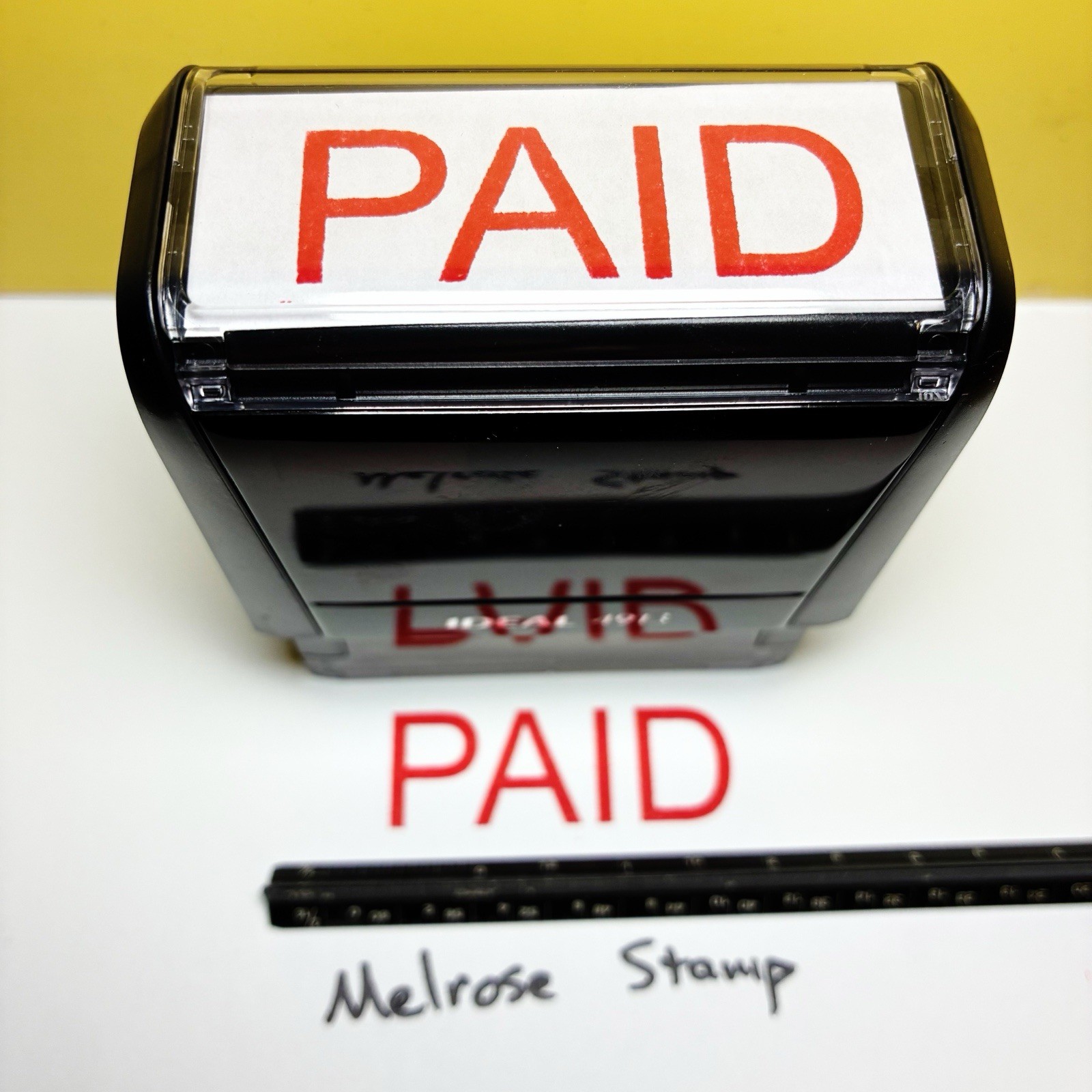 Paid Rubber Stamp Red Ink Self Inking Ideal 4913 Large