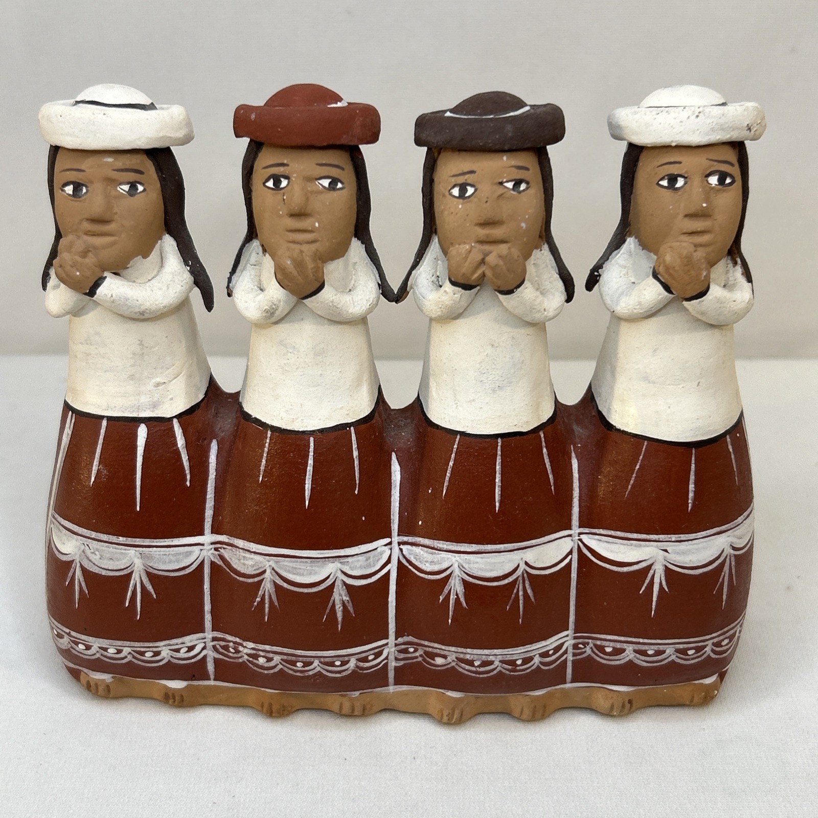Peruvian Clay Pottery Whistle Flute Folk Art Vintage Gossiping Women 5.5 x 6.5