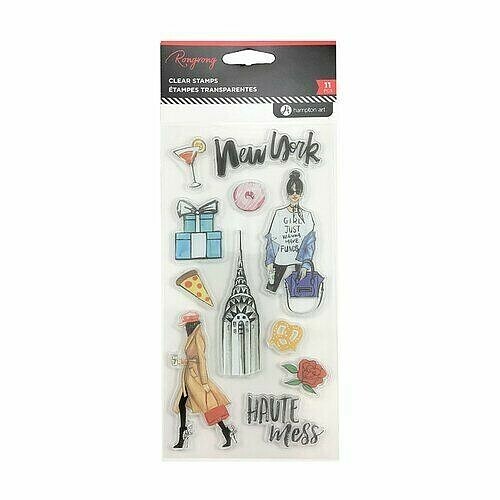 Hampton Art RONGRONG Clear Stamps - NEW YORK - 11 pcs