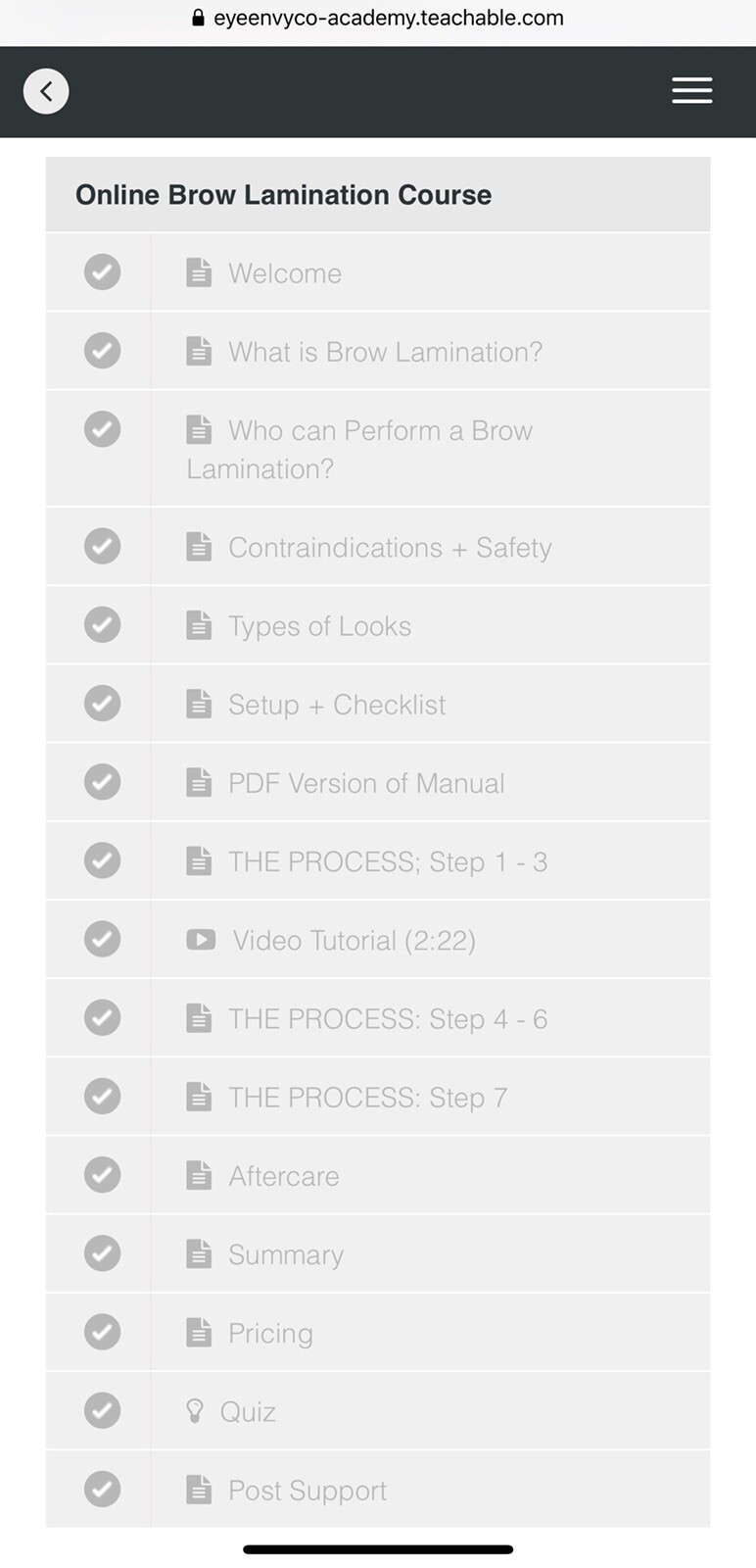 Brow Lamination Online Course