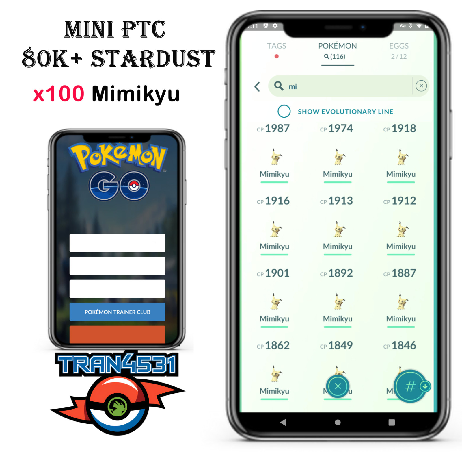 Mimikyu x100 - Mini PTC 80k Stardust