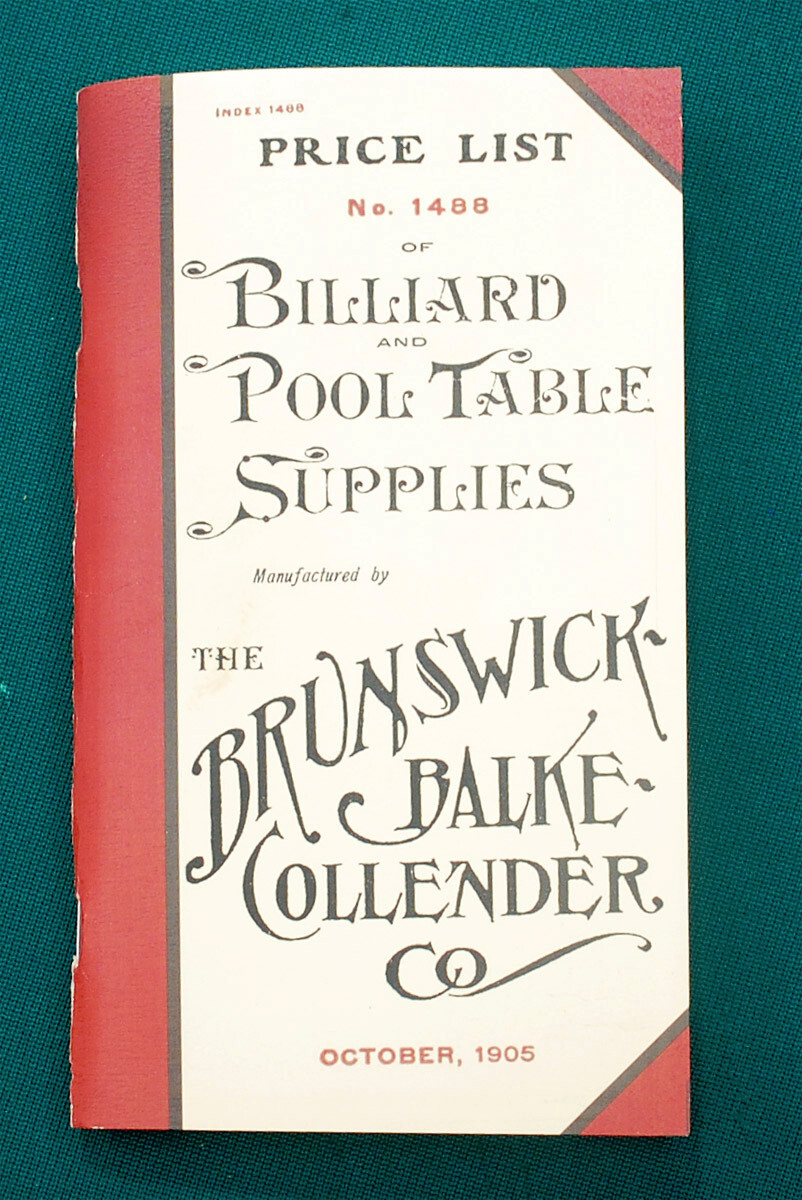 Reproduction of Rare 1905 BBC Billiard Price List/Catalog No. 1488