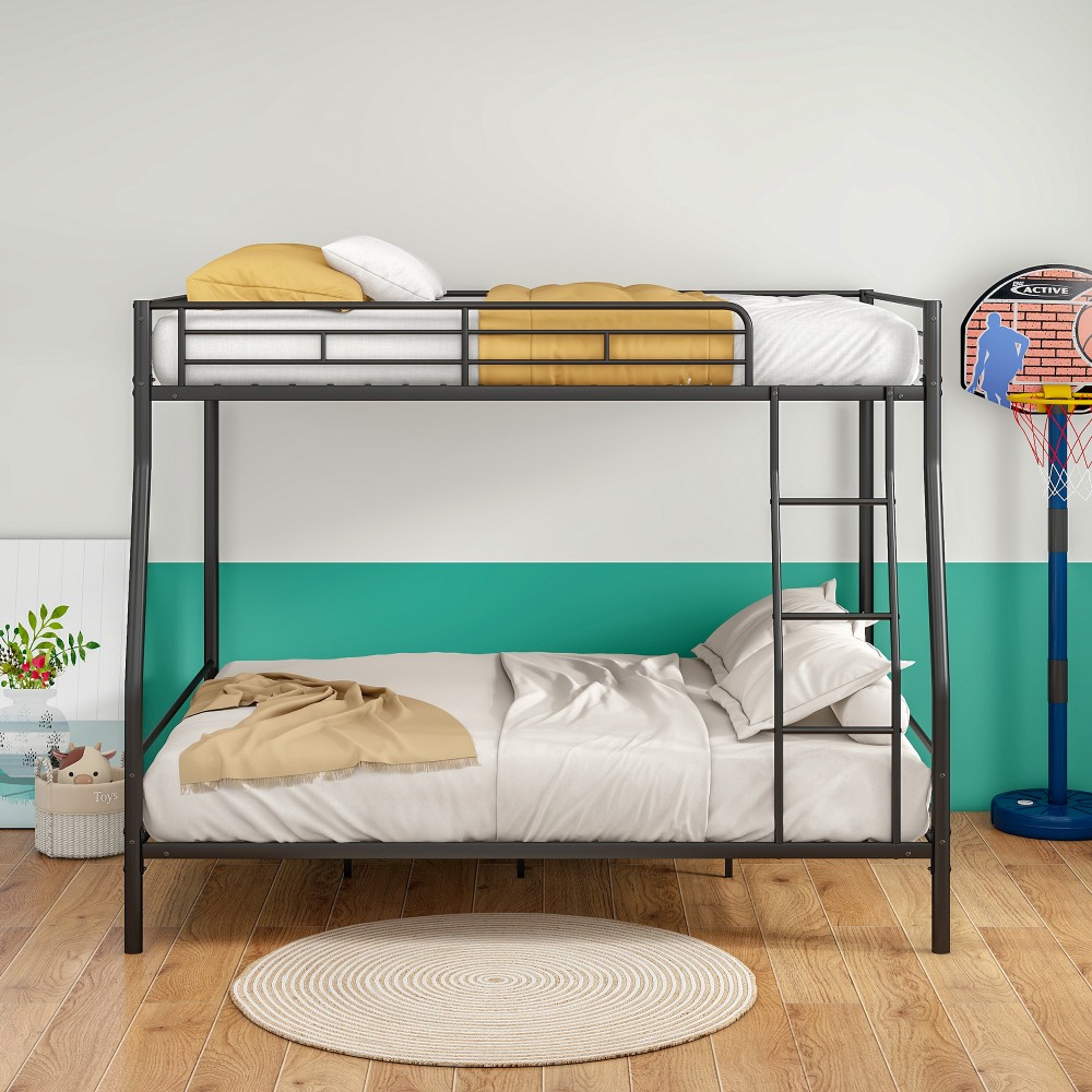 Heavy Duty Metal Bunk Bed Full Over Queen Bunk Bed Frame, Noise Free Frames