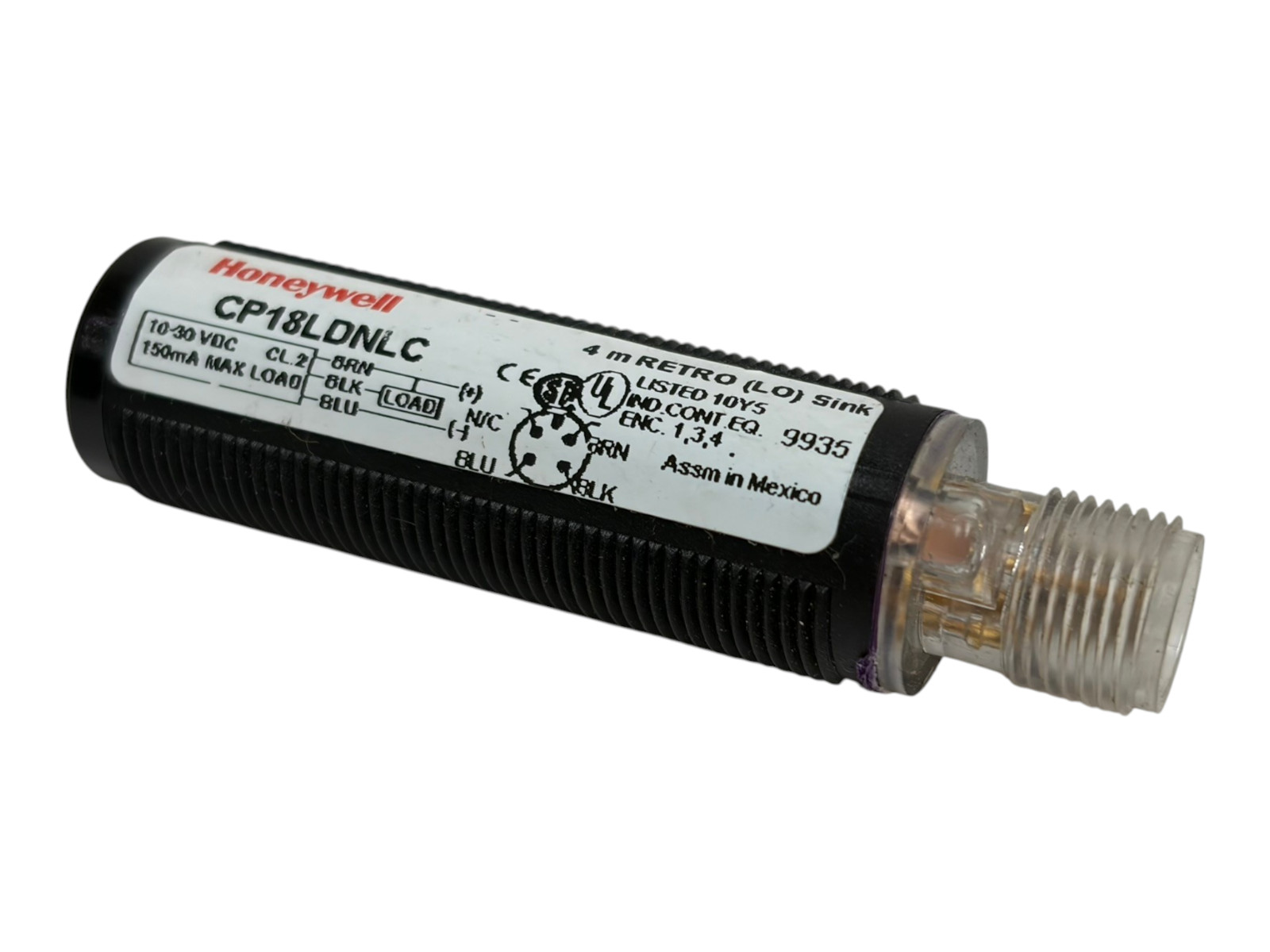 Honeywell CP18LDNLC Cylindrical Photoelectric Sensor 4m Retro NPN Sink