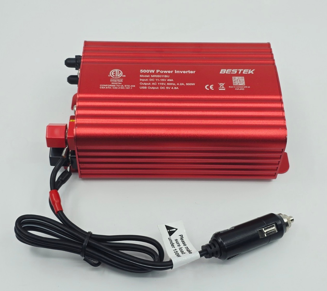 BESTEK 500W Modified Sine Wave Inverter MRI5011BU DC 11-15V AC 115V USB