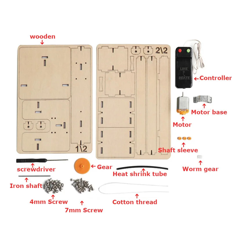 DIY Electric Remote Control Lift Elevator Wooden Model Kit Science School