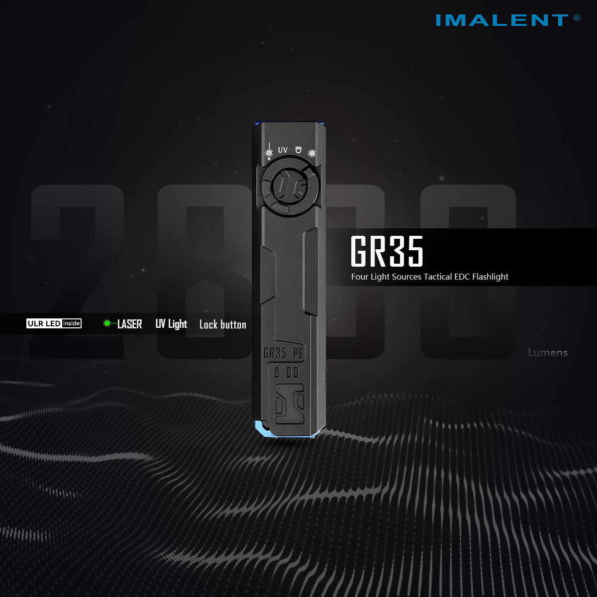 IMALENT GR35 Ultra 2800 Lumen EDC Flashlight with UV Light & Green Laser