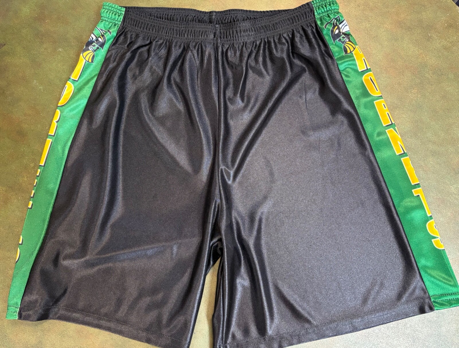 New Dyesport Dazzle Cloth Shorts, Black With Kelly And Gold Hornets Insert, XL