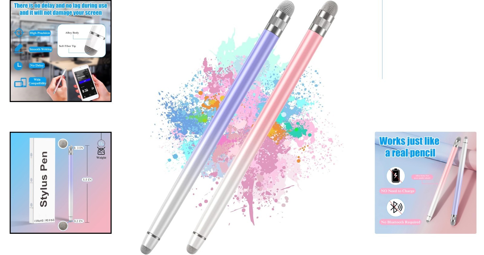 2PCS Versatile Stylus Pens for Touch Screens - Perfect for iPad, iPhone, Android