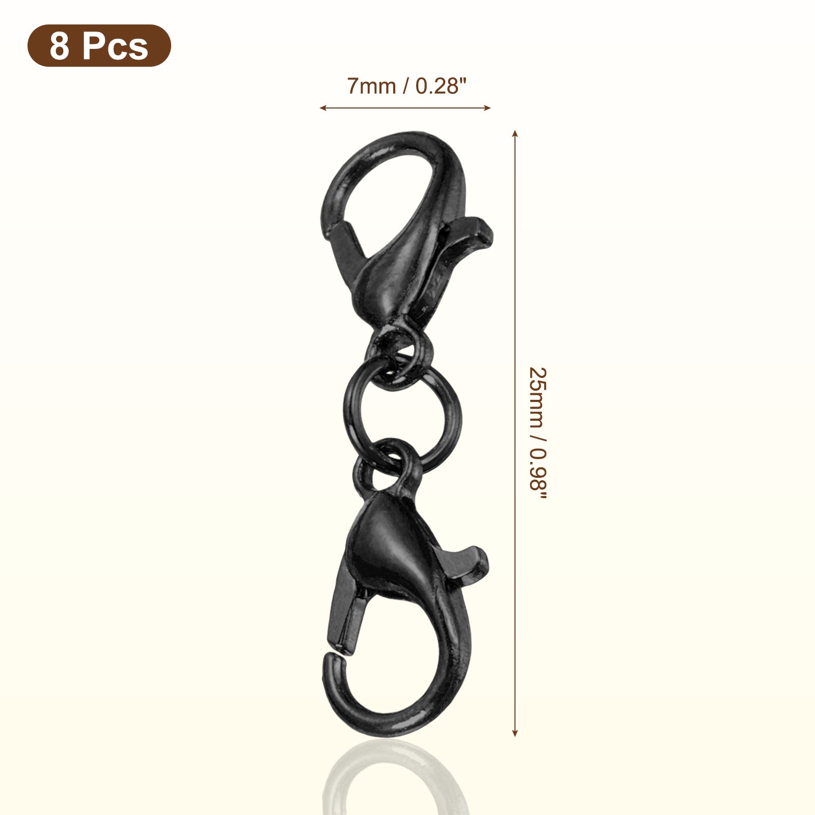 8Pcs Bracelet Extender Double Lobster Claw Clasp Black