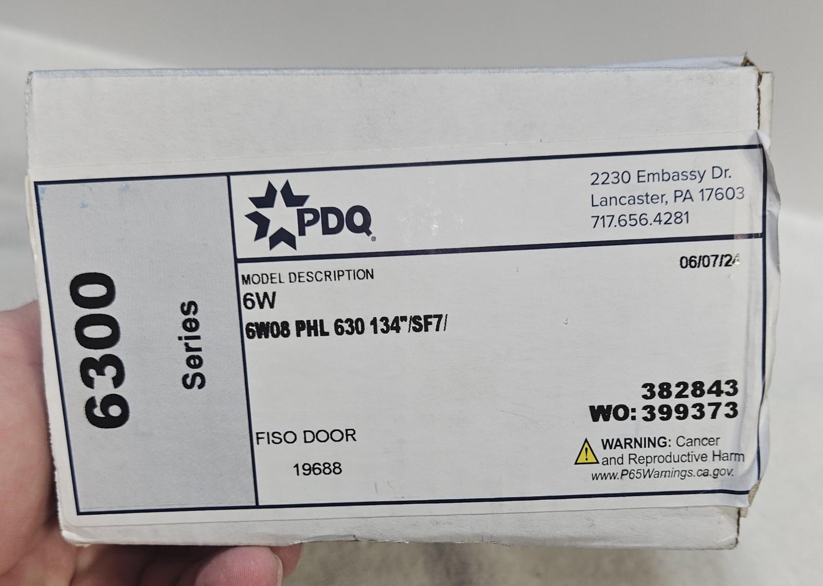 PDQ 6300 Series 6W08 PHL 630 134/SF7 FISO Door Lever Handle And Key Cylinder