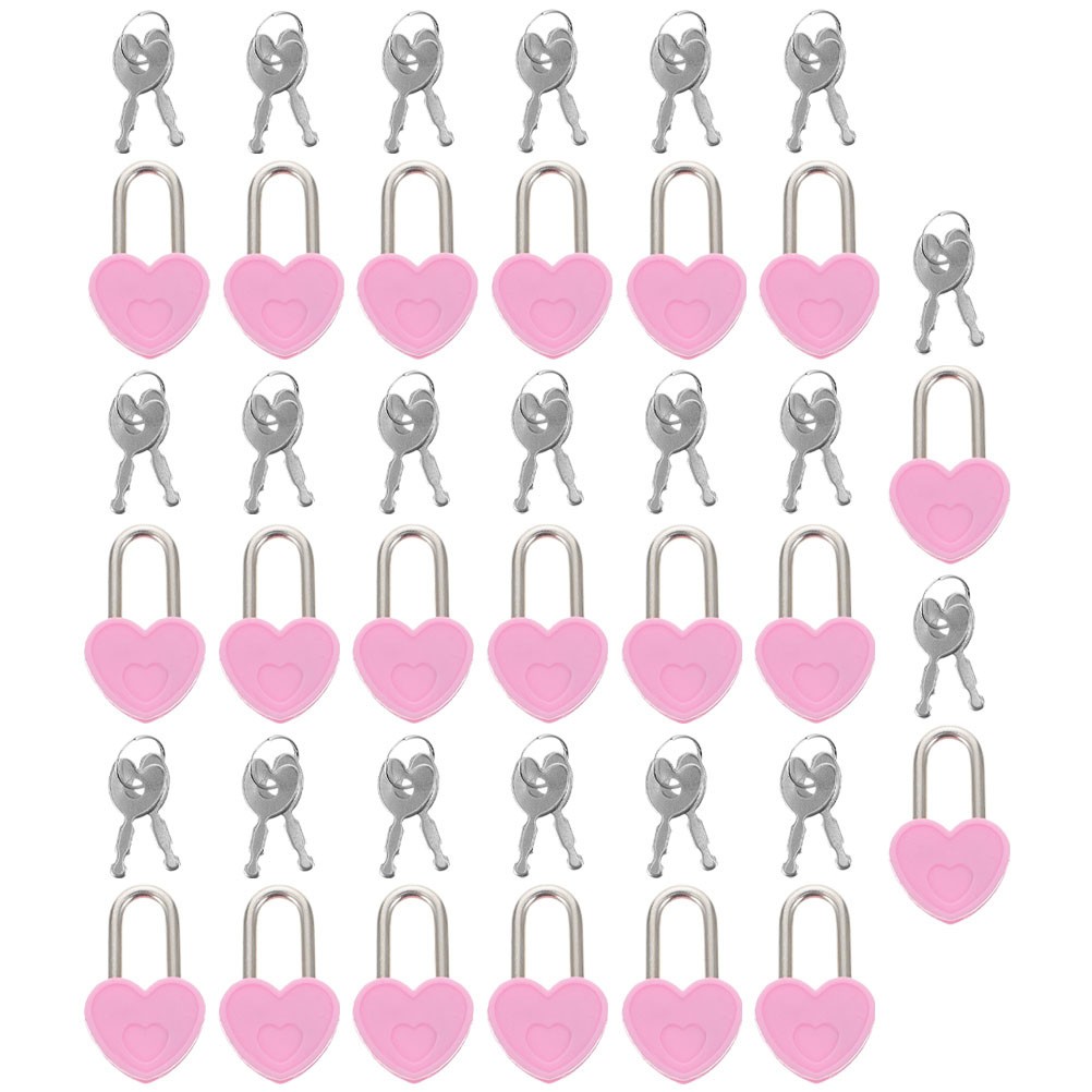20Sets Small Heart Shaped Lock and Key Sets for Travel Luggage and Backpack Use