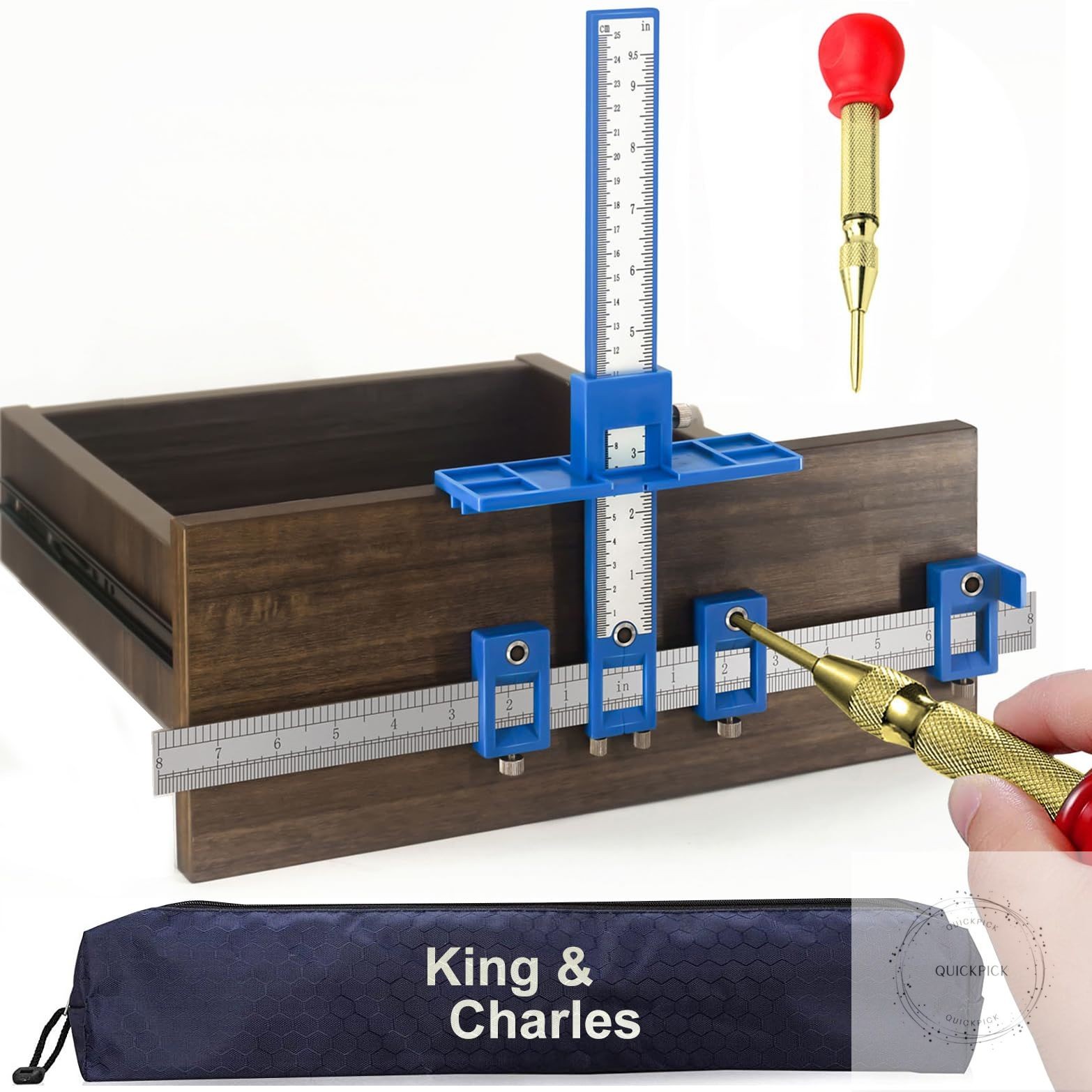 Cabinet Hardware Jig, Cabinet Handle Jig with Automatic Center Punch, Avoid Jitt