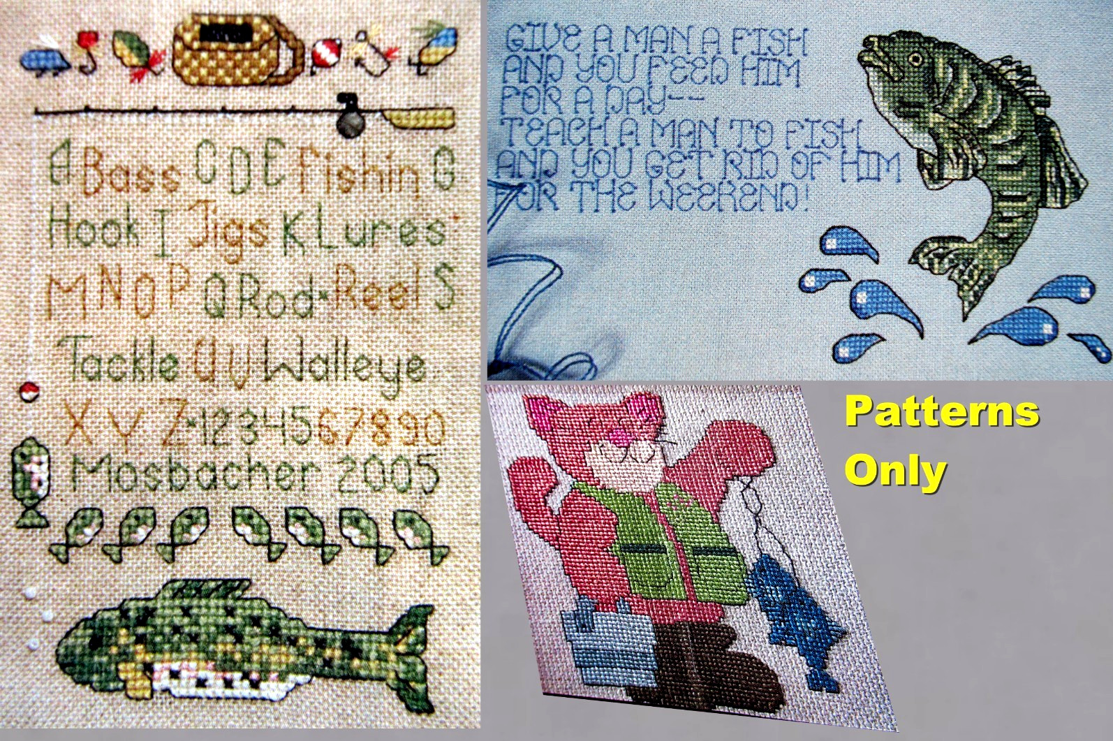 Gone Fishing Give Fish Teach Man To Fish Caught My Limit CROSS STITCH PATTERNS