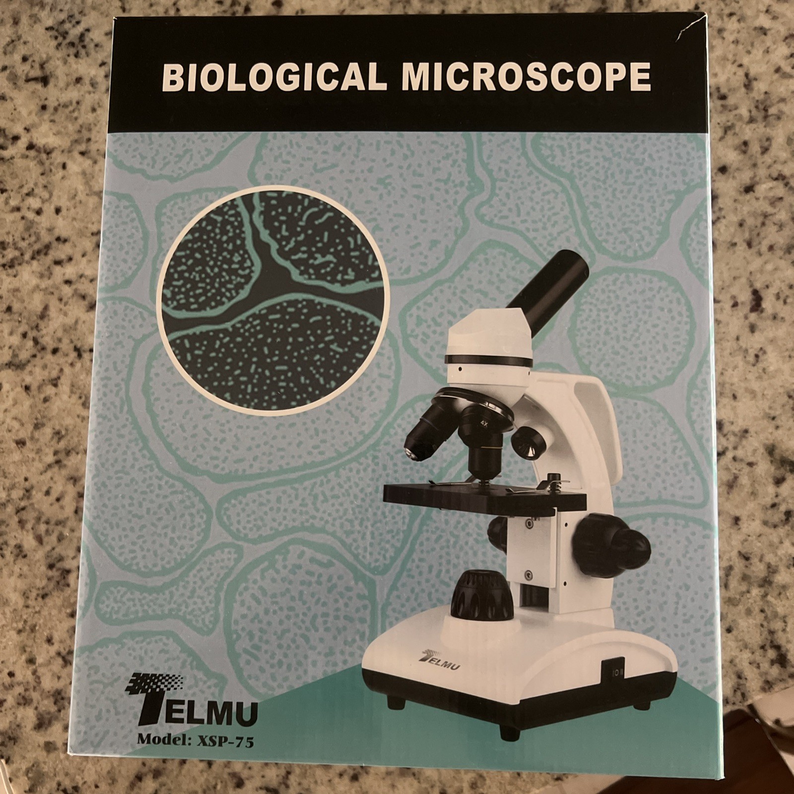 Telmu Biological Microscope XSP-75 White Black Dual Illumination Handheld