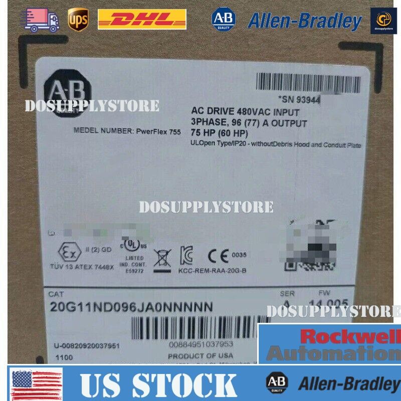NEW Allen Bradley 20G11ND096JA0NNNNN Powerflex 755 VFD 480V 75HP US Free Tax