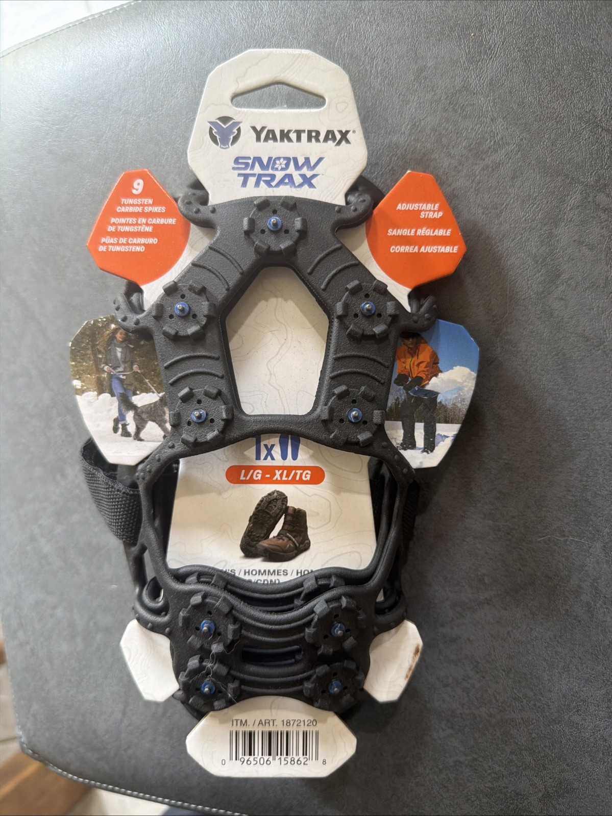 SNOWTRAX by YAKTRAX L/XL Snow Ice Boot Grip Traction Walking Secure Studs Straps