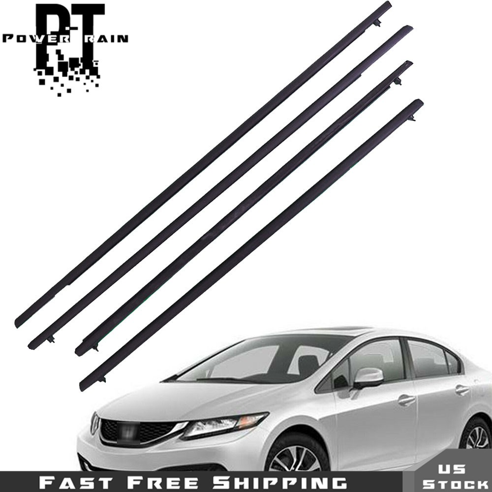 Car 4pcs Weather Strip Window Moulding Trim Seal Belt For 06-2011 Honda Civic